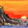 'Die Möven' - Tuschezeichnung, koloriert - 17 x 24 cm - 13. 05.11 